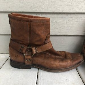 Frye Brown Harness Ankle Leather Boots 11
